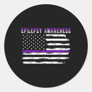 Epilepsy Awareness Usa Flag American Epilepsy Supp Classic Round Sticker