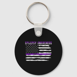 Epilepsy Awareness Usa Flag American Epilepsy Supp Key Ring