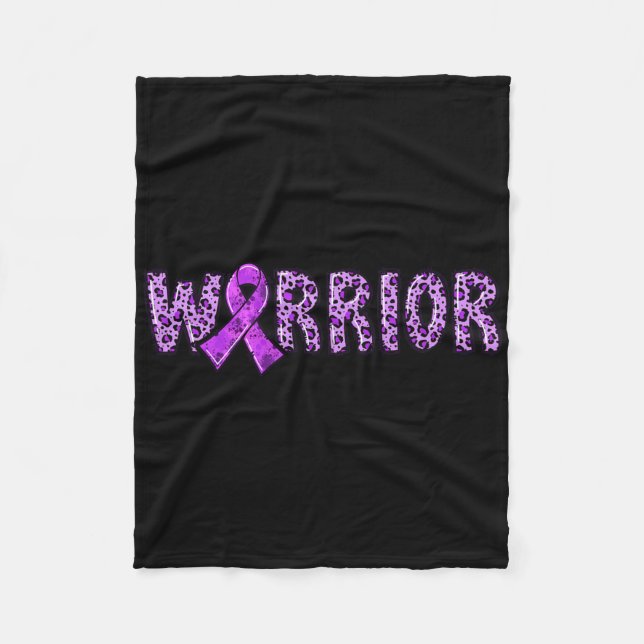 Epilepsy Awareness Warrior Purple Ribbon Leopard P Fleece Blanket (Front)