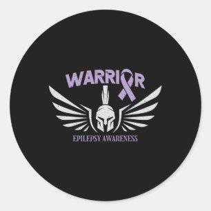Epilepsy Awareness Warrior Ribbon  Classic Round Sticker