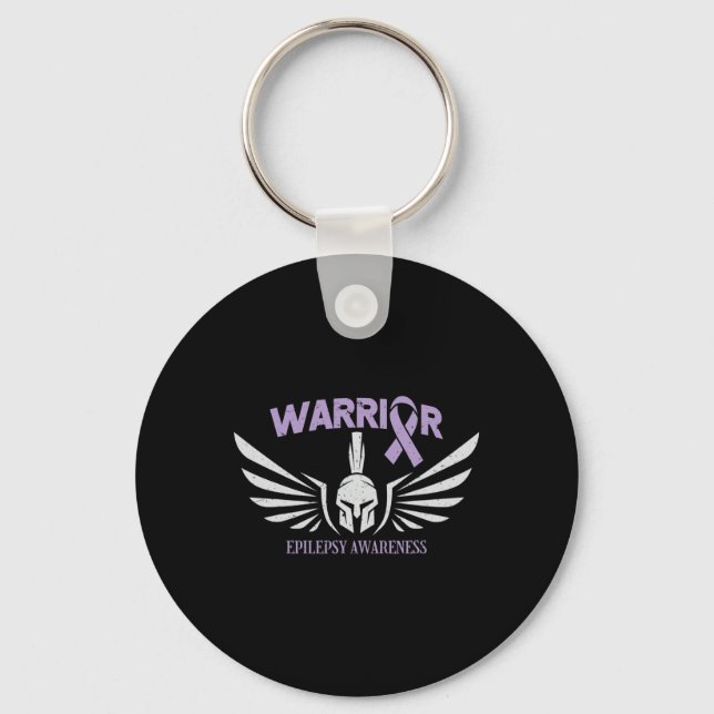 Epilepsy Awareness Warrior Ribbon  Key Ring (Front)