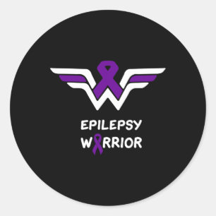 Epilepsy Awareness Warrior Support Survivor Purple Classic Round Sticker