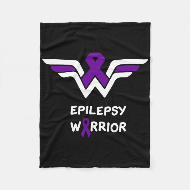 Epilepsy Awareness Warrior Support Survivor Purple Fleece Blanket (Front)