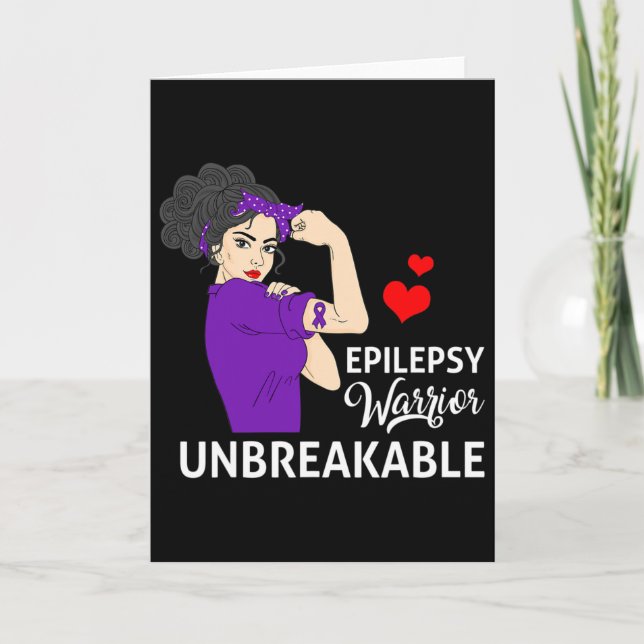 Epilepsy Awareness Warrior Unbreakable Strong Wome Card (Front)