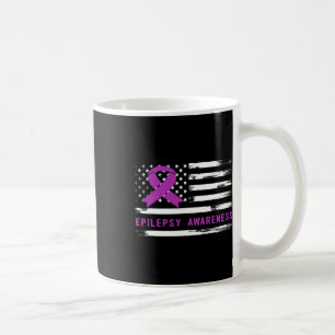Epilepsy Awarness American Flag Purple Ribbon  Coffee Mug