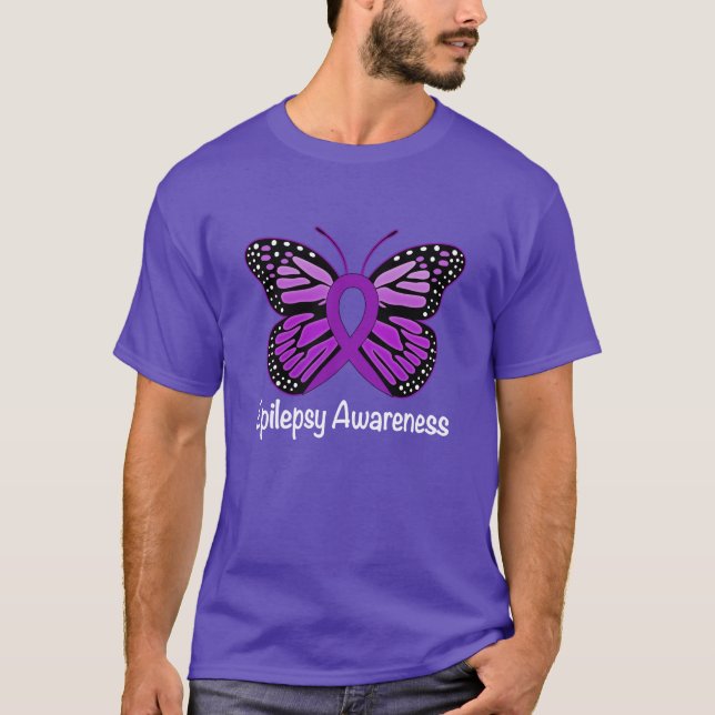 Epilepsy Butterfly Awareness Ribbon T-Shirt (Front)