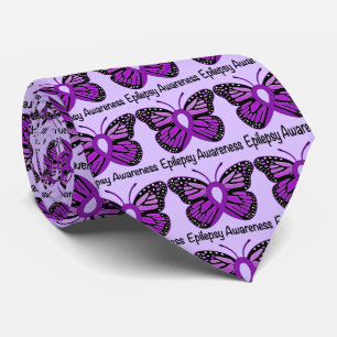 Epilepsy Butterfly Awareness Ribbon Tie