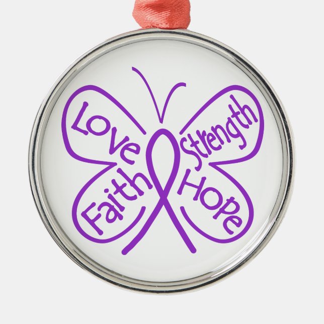 Epilepsy Butterfly Inspiring Words Metal Tree Decoration (Front)