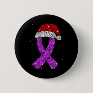 Epilepsy Christmas Hat Purple Awareness Ribbon Sei 6 Cm Round Badge