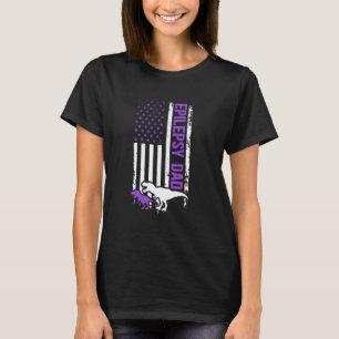 Epilepsy Dad US Flag Dad Of An Epilepsy Warrior Da T-Shirt