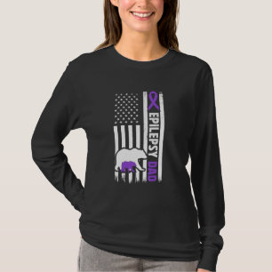 Epilepsy Dad US Flag Dad Of An Epilepsy Warrior Da T-Shirt