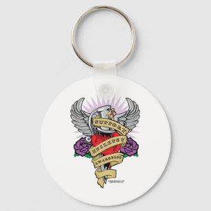 Epilepsy Dagger and Heart Tattoo Key Ring