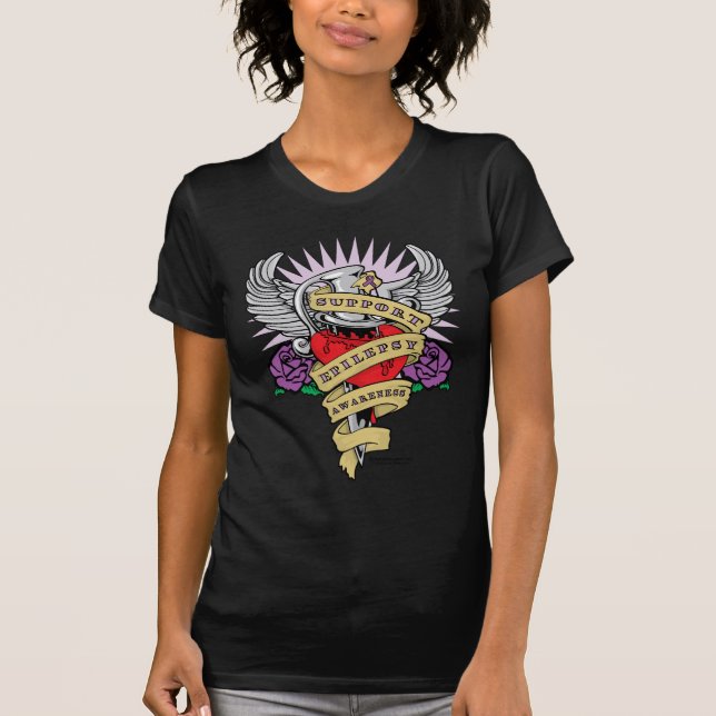 Epilepsy Dagger and Heart Tattoo T-Shirt (Front)