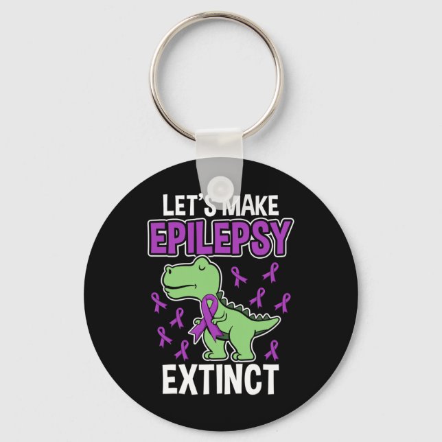 Epilepsy Extinct T-rex Epilepsy Awareness Month Ki Key Ring (Front)