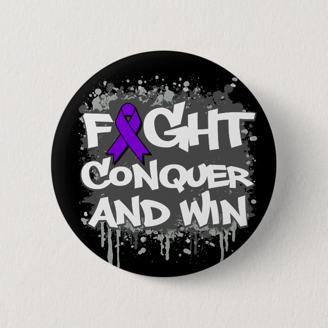 Epilepsy Fight Conquer and Win 6 Cm Round Badge (Front)