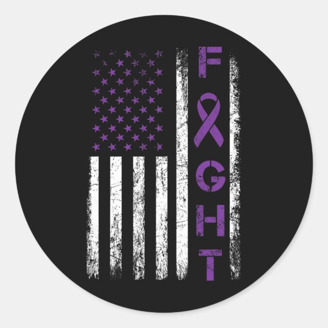 Epilepsy Fighter USA Flag - Fight Epilepsy Awarene Classic Round Sticker (Front)