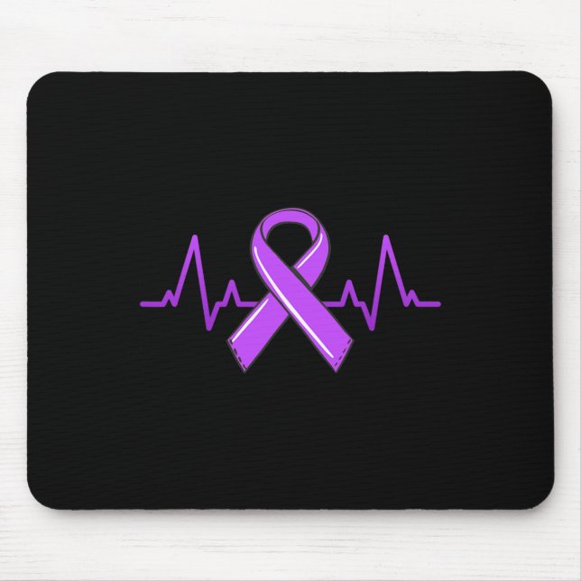 Epilepsy Heartbeat Tea Moms Purple Ribbon Awarenes Mouse Mat (Front)