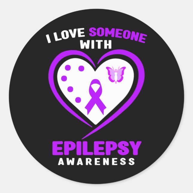 Epilepsy - I Love Someone With Epilepsy Awareness  Classic Round Sticker (Front)