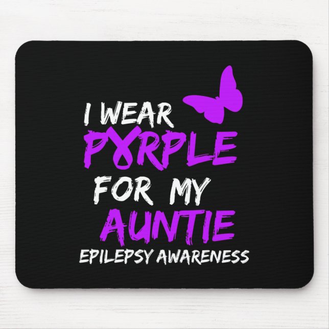 Epilepsy I Wear Purple For My Auntie Ribbon  Mouse Mat (Front)