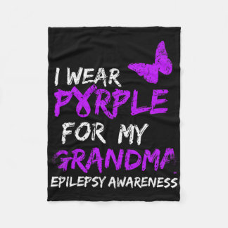 Epilepsy I Wear Purple For My Grandma Ribbon  Fleece Blanket