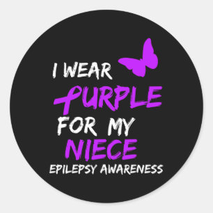 Epilepsy I Wear Purple For My Niece Ribbon Classic Round Sticker