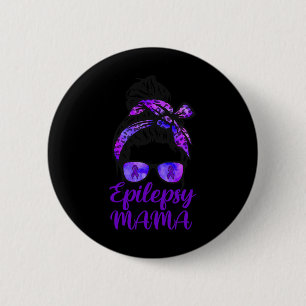 Epilepsy Mama Messy Bun Hair Gles Bandanna Purple 6 Cm Round Badge