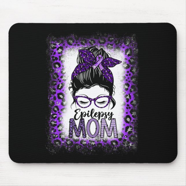 Epilepsy Mum Messy Bun Epilepsy Awareness Purple R Mouse Mat (Front)