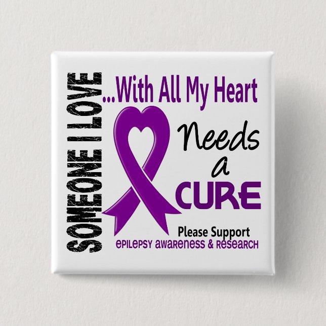 Epilepsy Needs A Cure 3 15 Cm Square Badge (Front)