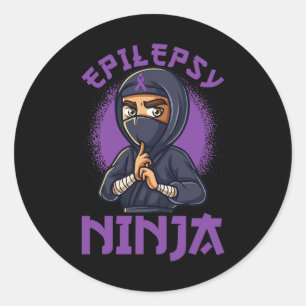 Epilepsy Ninja Purple Ribbon Epileptic Awareness W Classic Round Sticker