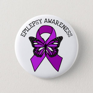Epilepsy Purple Awareness Ribbon and Butterfly 6 Cm Round Badge