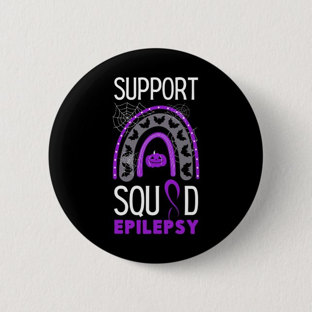 Epilepsy Purple Awareness Ribbon Squad Halloween H 6 Cm Round Badge (Front)