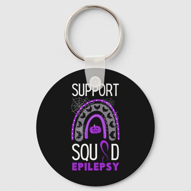 Epilepsy Purple Awareness Ribbon Squad Halloween H Key Ring (Front)