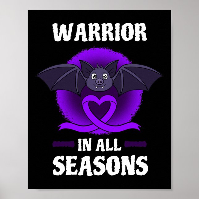 Epilepsy Purple Awareness Ribbon Warrior Bat Hallo Poster (Front)