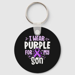 Epilepsy Ribbon I Wear Purple For My Son Gift Awar Key Ring