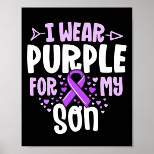Epilepsy Ribbon I Wear Purple For My Son Gift Awar Poster