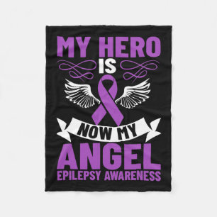 Epilepsy Ribbon My Hero Is Now My Angel Epilepsy A Fleece Blanket