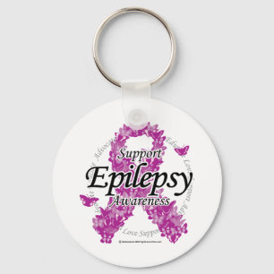 Epilepsy Ribbon of Butterflies Key Ring