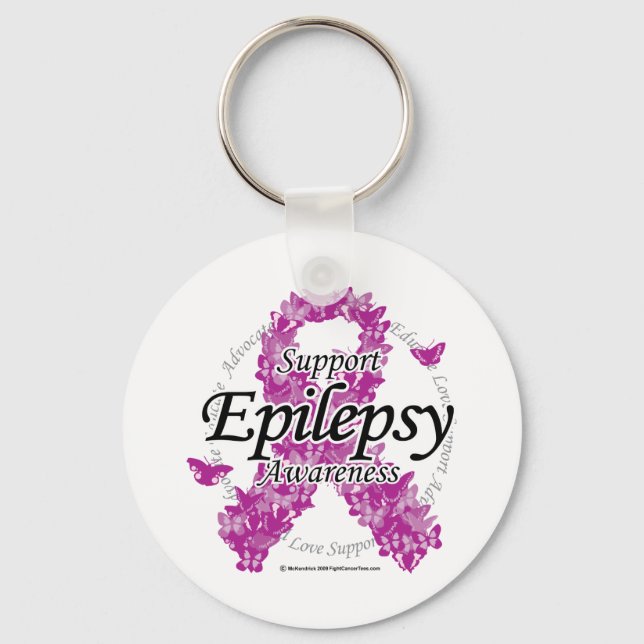 Epilepsy Ribbon of Butterflies Key Ring (Front)