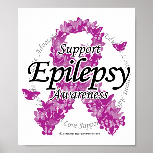 Epilepsy Ribbon of Butterflies Poster (Front)