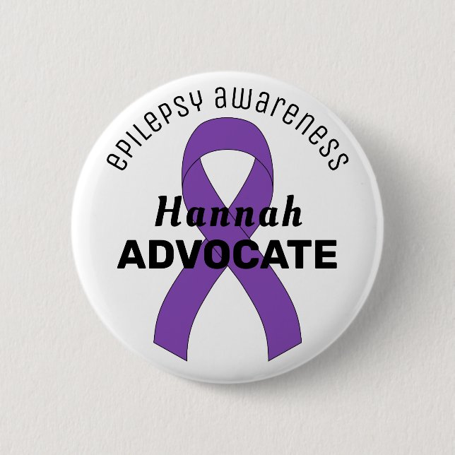 Epilepsy Ribbon White Button (Front)