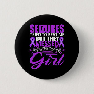 Epilepsy Seizure Neurological Disorder Purple Ribb 6 Cm Round Badge