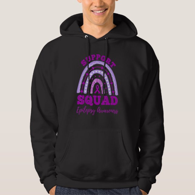 Epilepsy Support Squad Epilepsy Awareness Rainbow  Hoodie (Front)