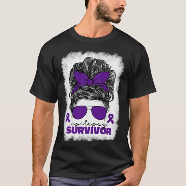 Epilepsy Survivor For Women Mom Purple Epilepsy Aw T-Shirt (Front)