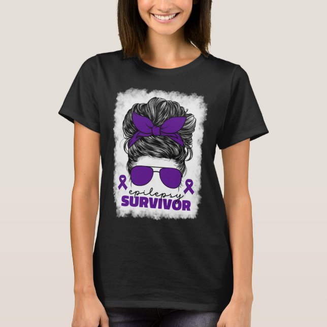 Epilepsy Survivor For Women Mom Purple Epilepsy Aw T-Shirt (Front)