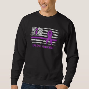 Epilepsy Warrior American Flag Epilepsy Awareness  Sweatshirt
