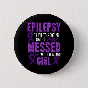 Epilepsy Warrior Day Epileptic Girl Purple Survivo 6 Cm Round Badge