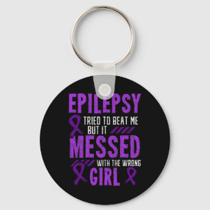 Epilepsy Warrior Day Epileptic Girl Purple Survivo Key Ring