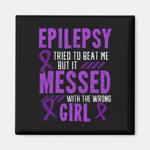 Epilepsy Warrior Day Epileptic Girl Purple Survivo Magnet
