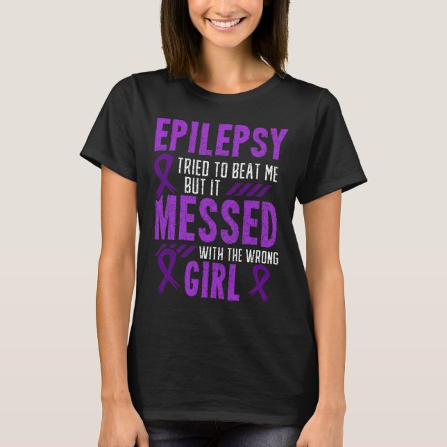 Epilepsy Warrior Day Epileptic Girl Purple Survivo T-Shirt (Front)