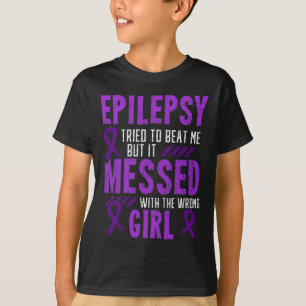 Epilepsy Warrior Day Epileptic Girl Purple Survivo T-Shirt